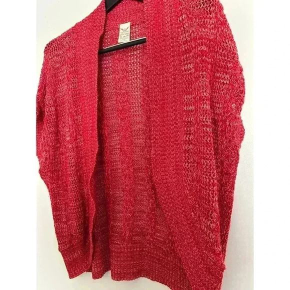 Faded Glory Open Knit Cardigan Short Sleeve Sweater Red Women's Size XL - Picture 5 of 5